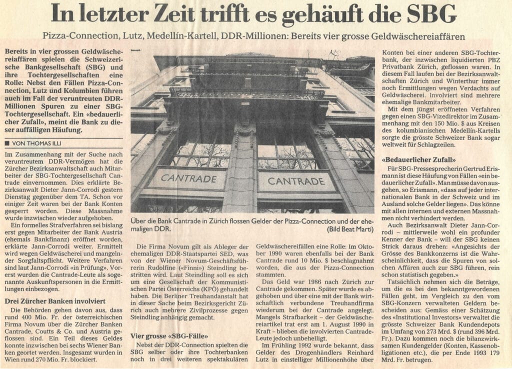 Zeitungsauschnitt: In letzter Zeit trifft es gehäuft die SBG