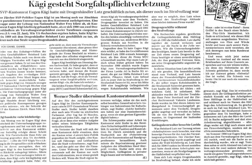 Zeitungsbericht: Kägi gesteht Sorgfaltspflichtverletzung